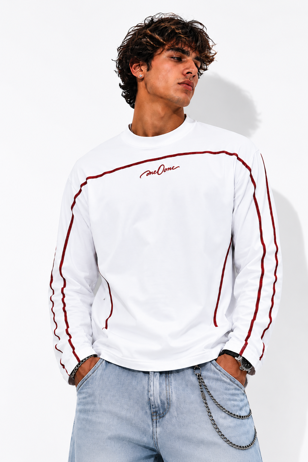 5 Threade Long Sleeve : White
