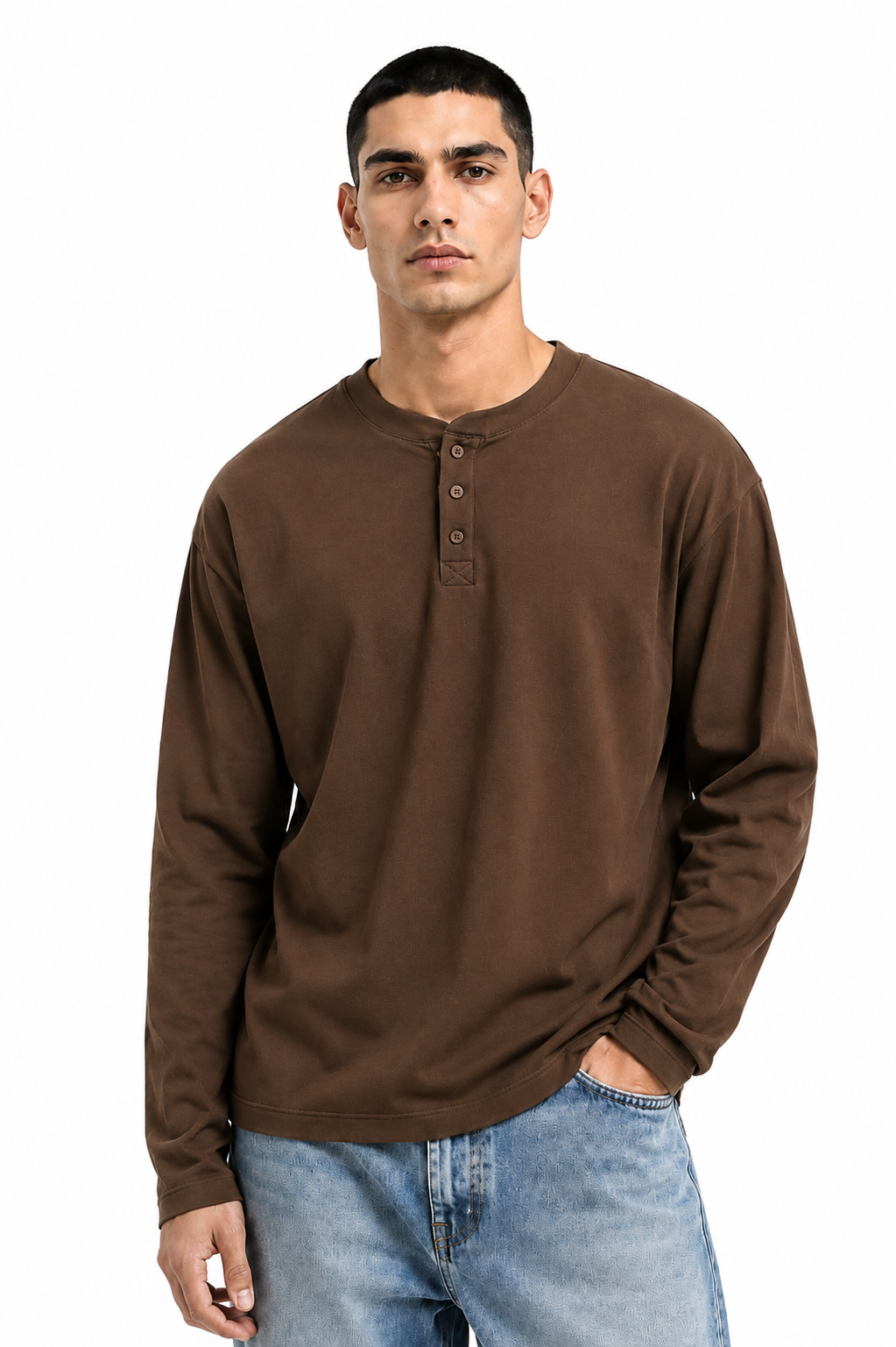 Essential Henley Coffee Brown