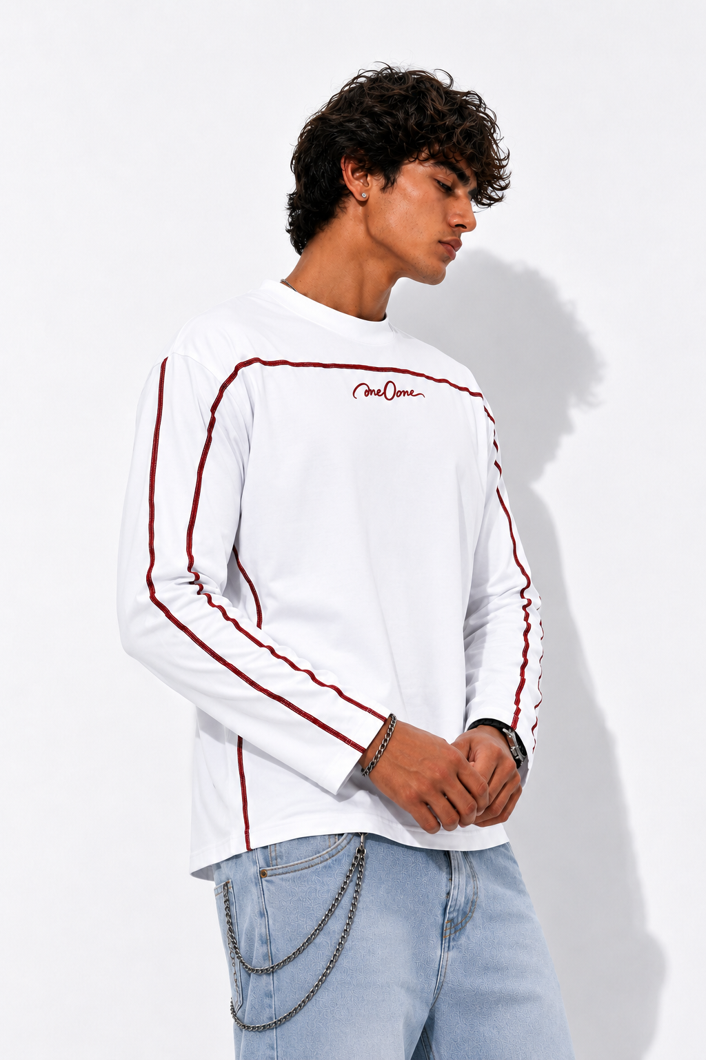 5 Threade Long Sleeve : White