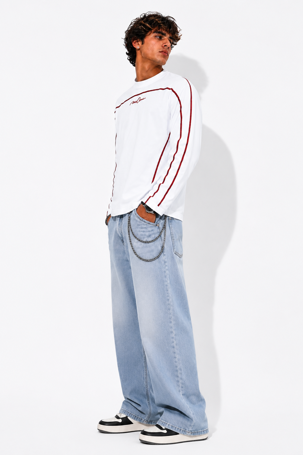 5 Threade Long Sleeve : White