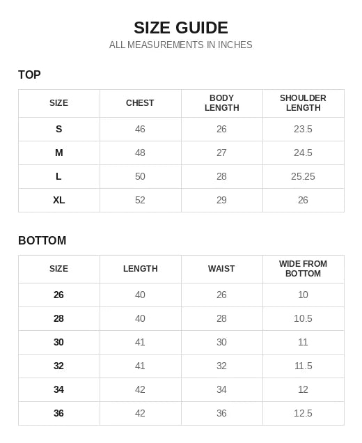 Size chart